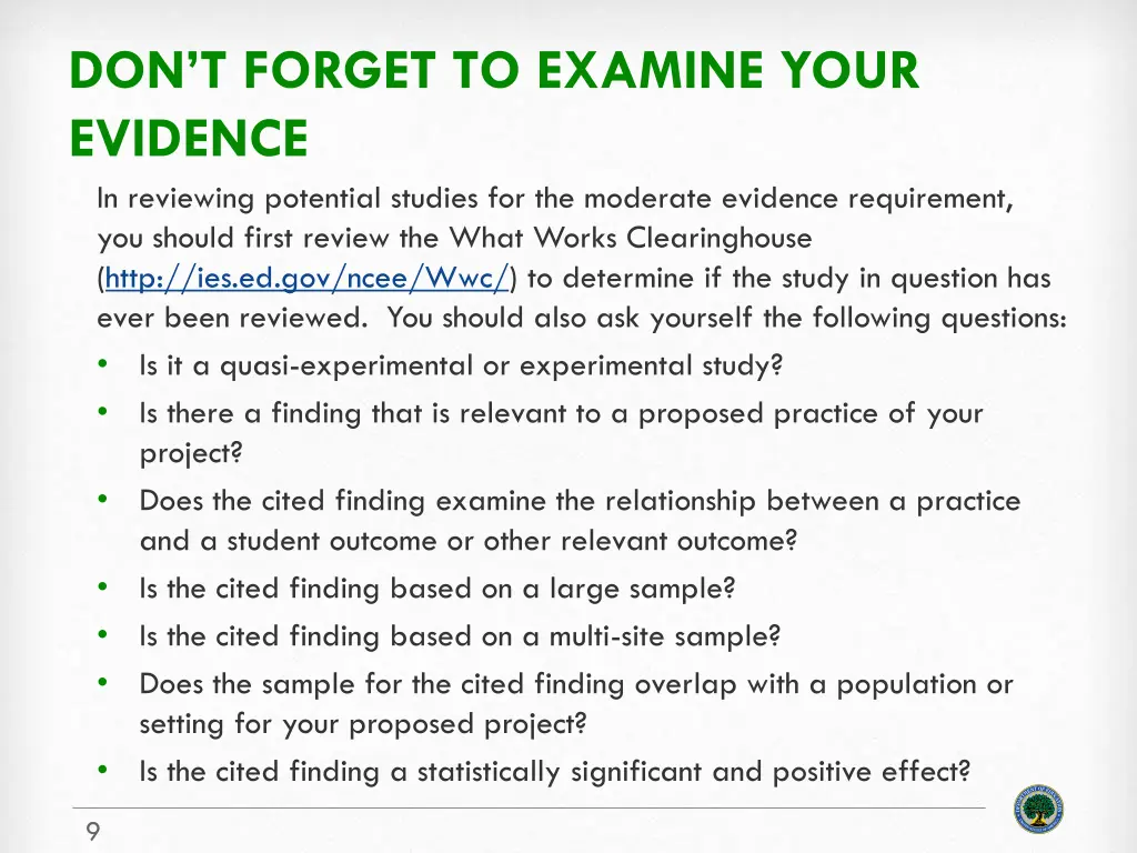don t forget to examine your evidence