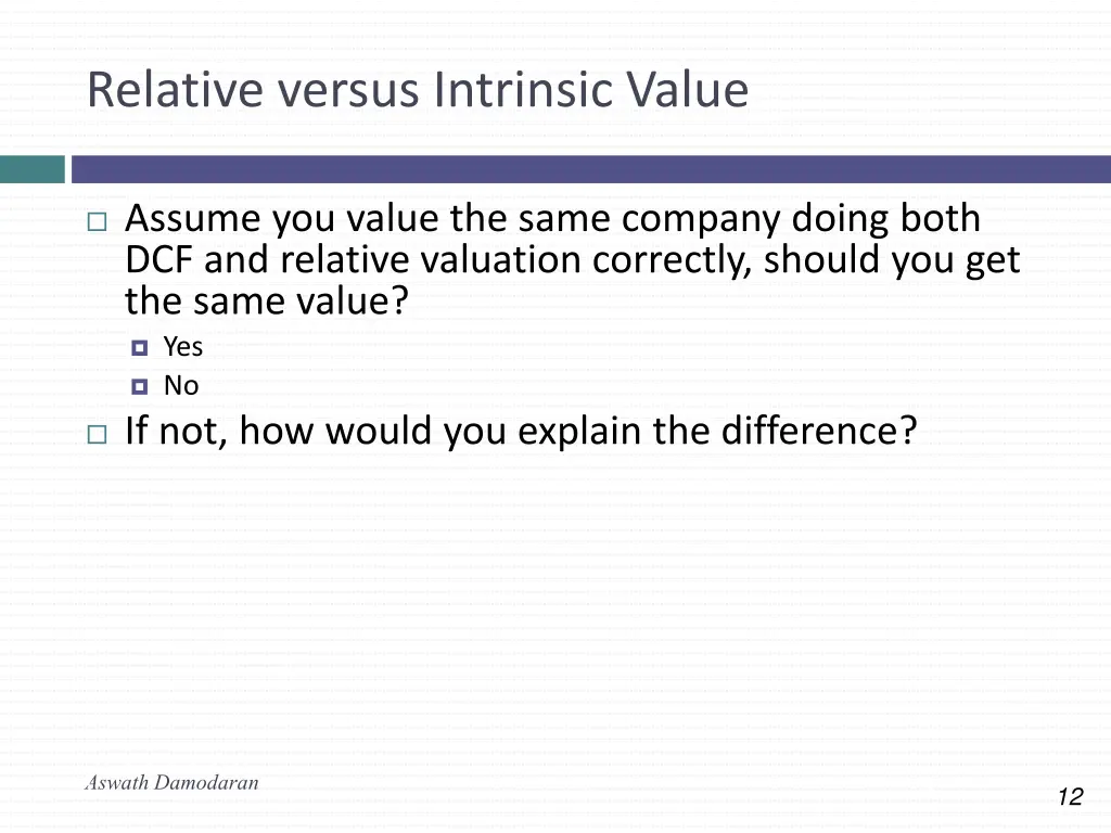 relative versus intrinsic value