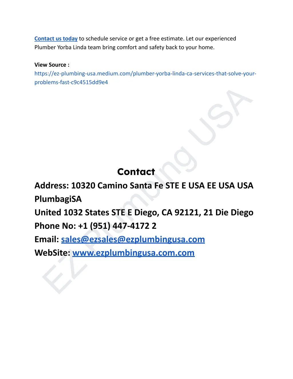 contact us today to schedule service
