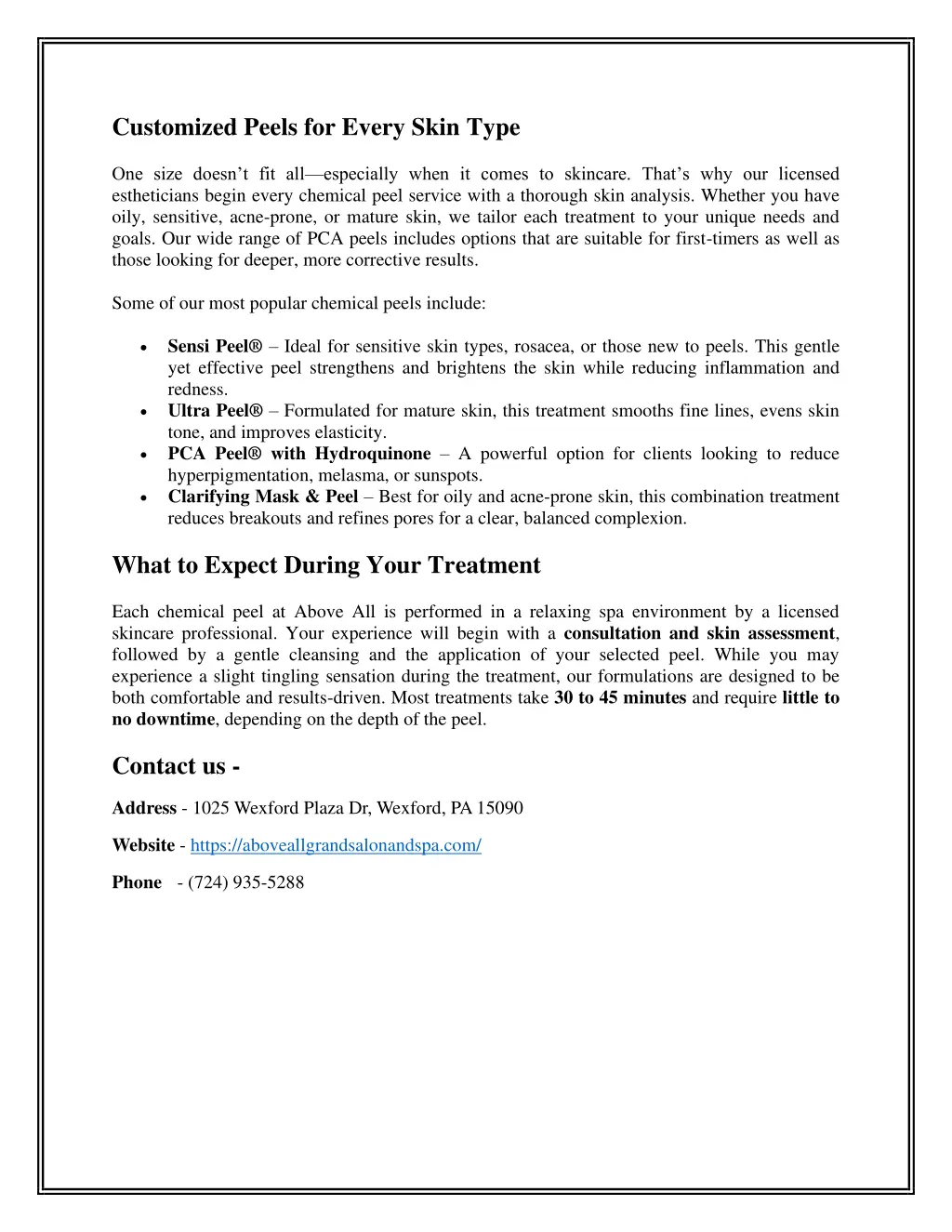 customized peels for every skin type