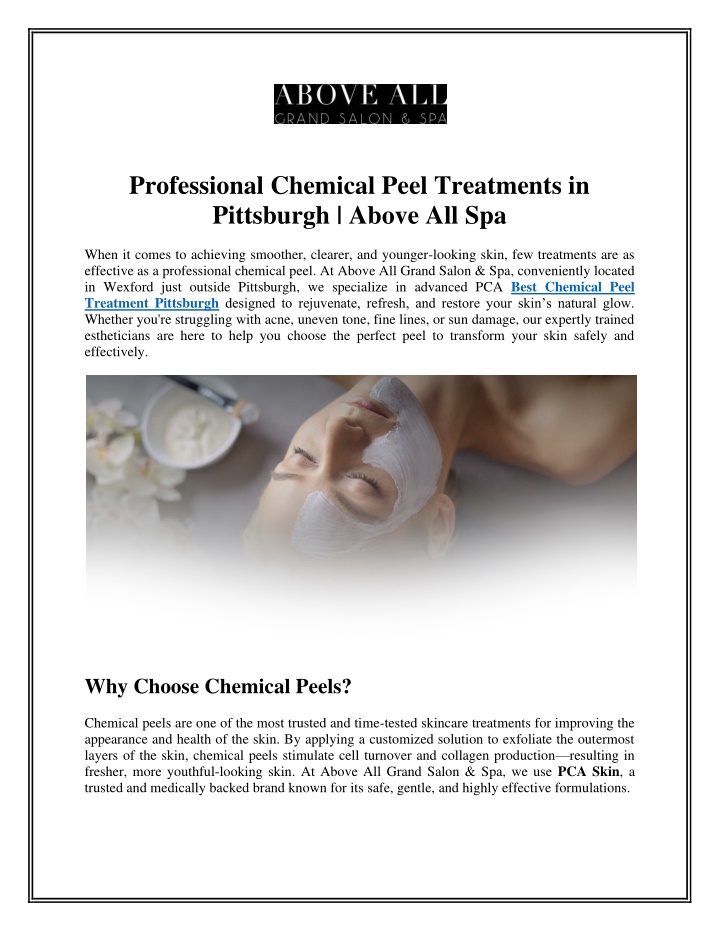 professional chemical peel treatments