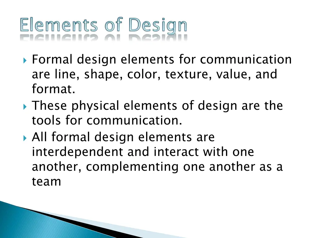 formal design elements for communication are line