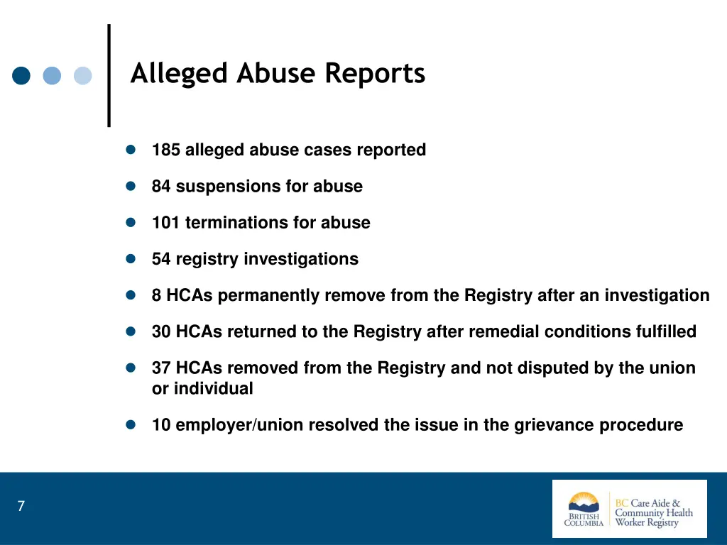 alleged abuse reports