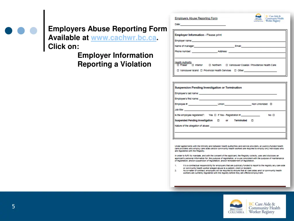 employers abuse reporting form available