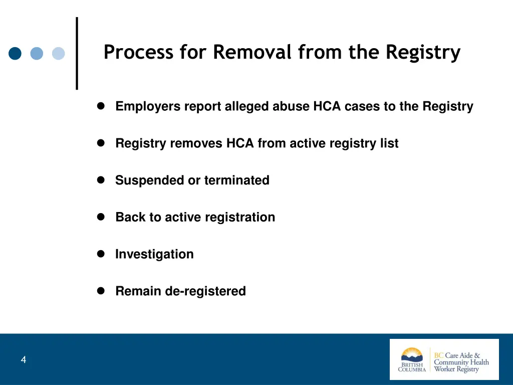 process for removal from the registry
