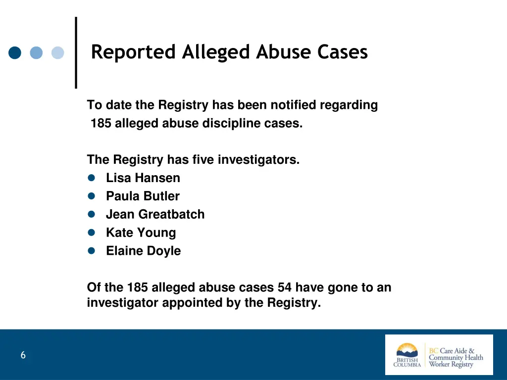 reported alleged abuse cases