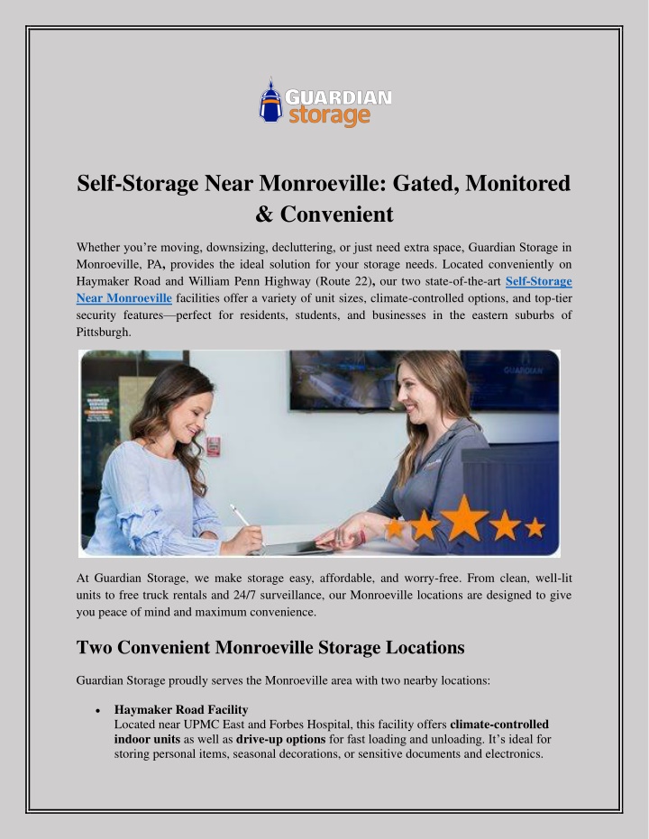 self storage near monroeville gated monitored