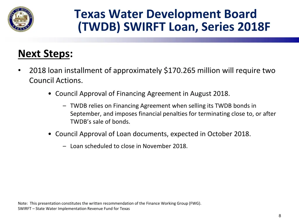 texas water development board twdb swirft loan 1
