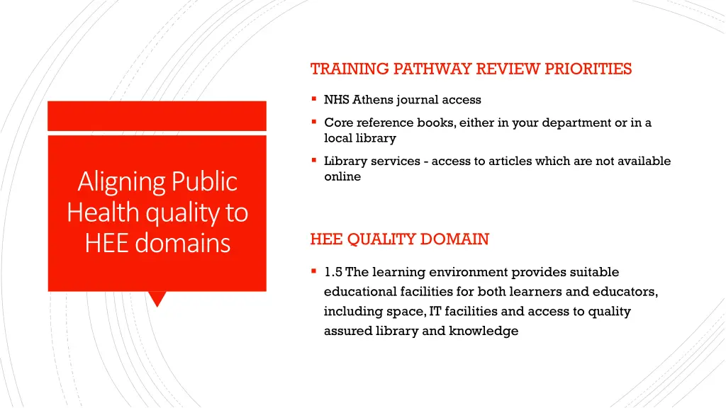 training pathway review priorities