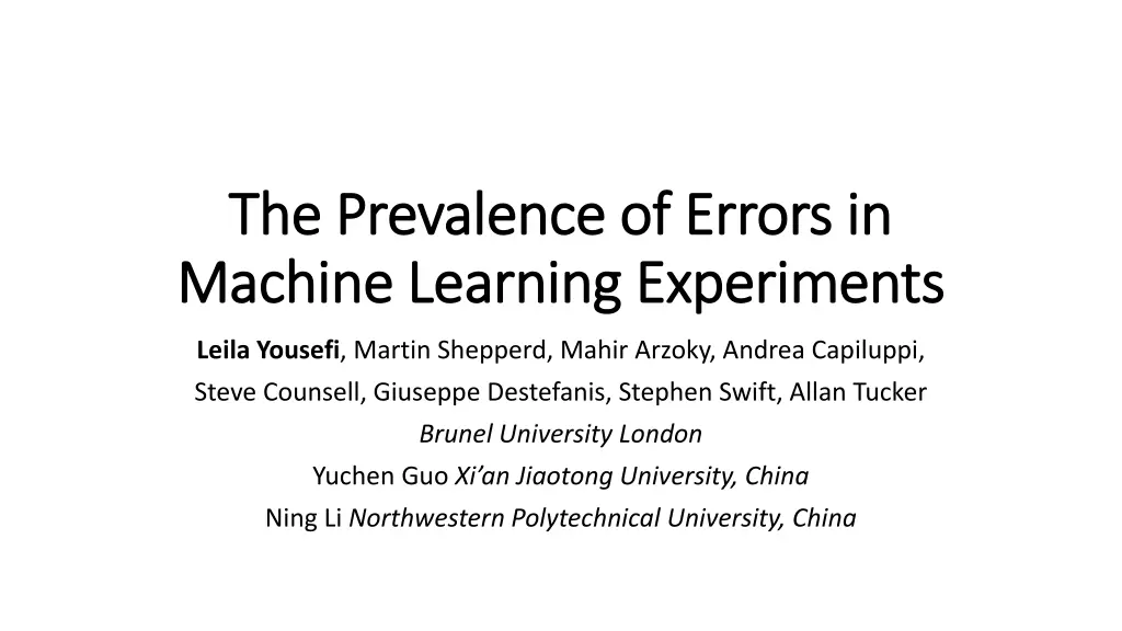 the prevalence of errors in the prevalence