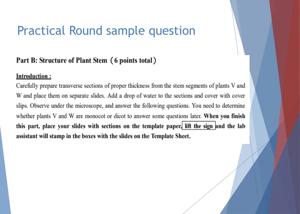 practical round sample question