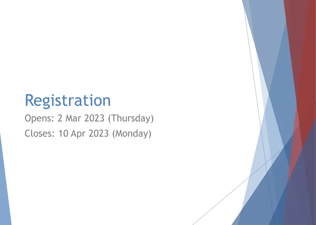 registration opens 2 mar 2023 thursday closes
