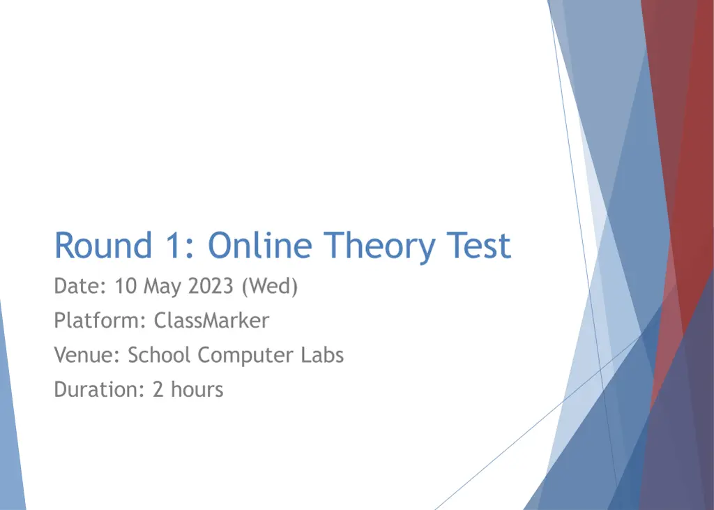 round 1 online theory test date 10 may 2023