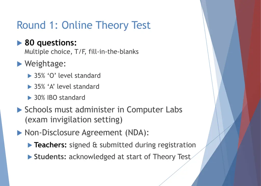 round 1 online theory test
