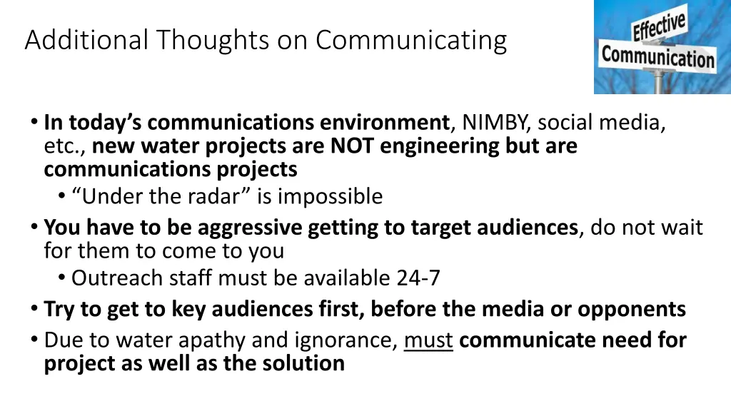 additional thoughts on communicating