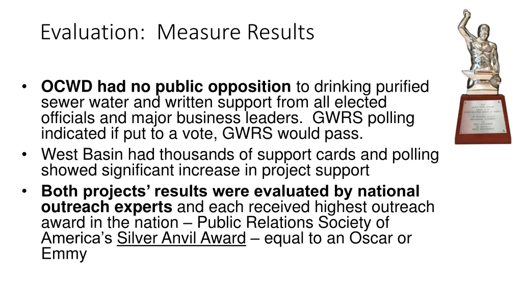 evaluation measure results