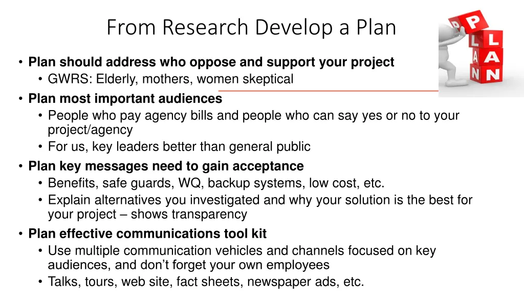 from research develop a plan