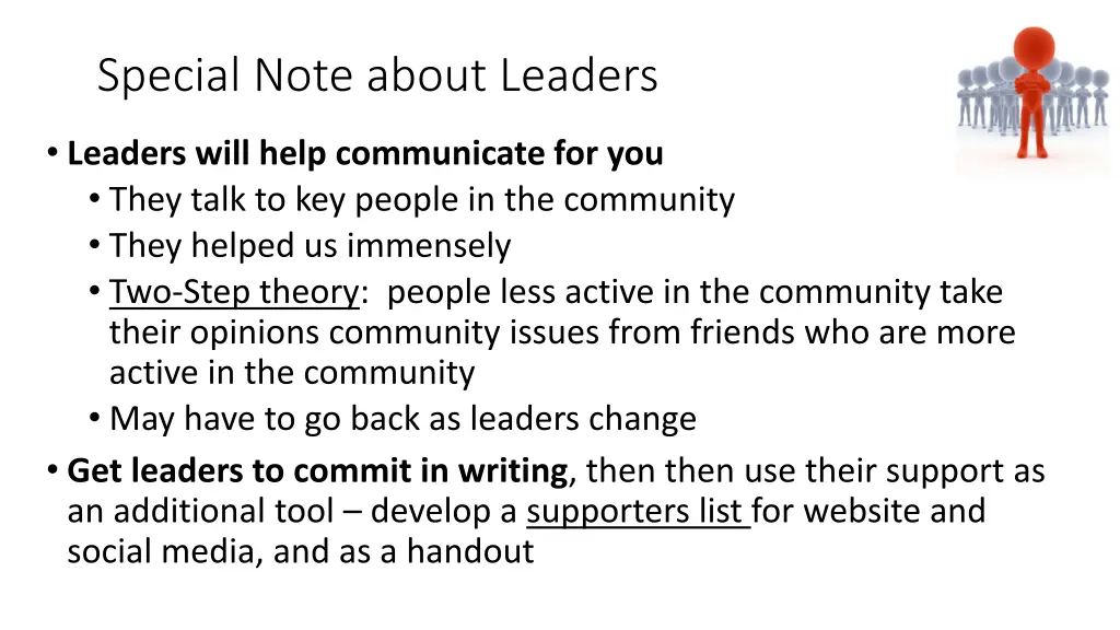 special note about leaders