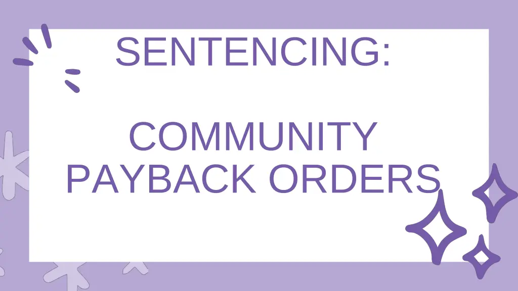 sentencing community payback orders