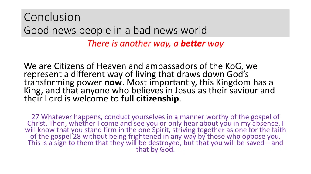 conclusion good news people in a bad news world