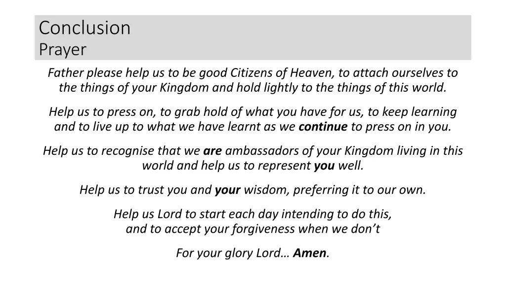 conclusion prayer father please help