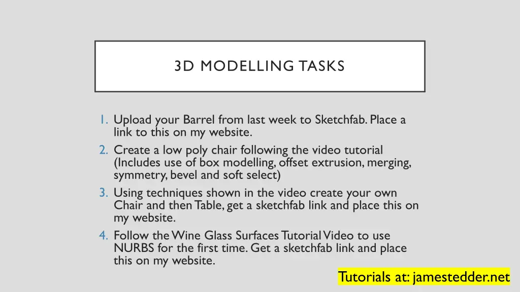 3d modelling tasks
