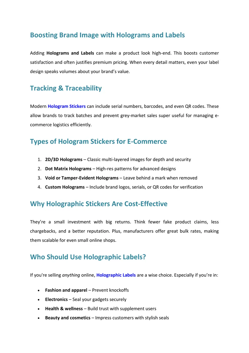 boosting brand image with holograms and labels