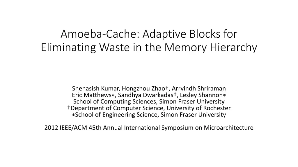 amoeba cache adaptive blocks for eliminating