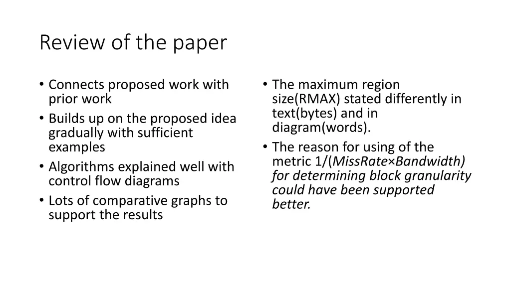 review of the paper