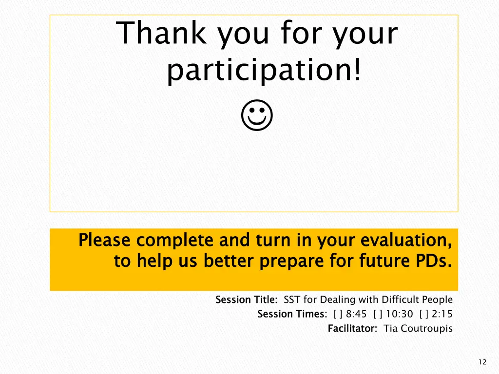 thank you for your participation
