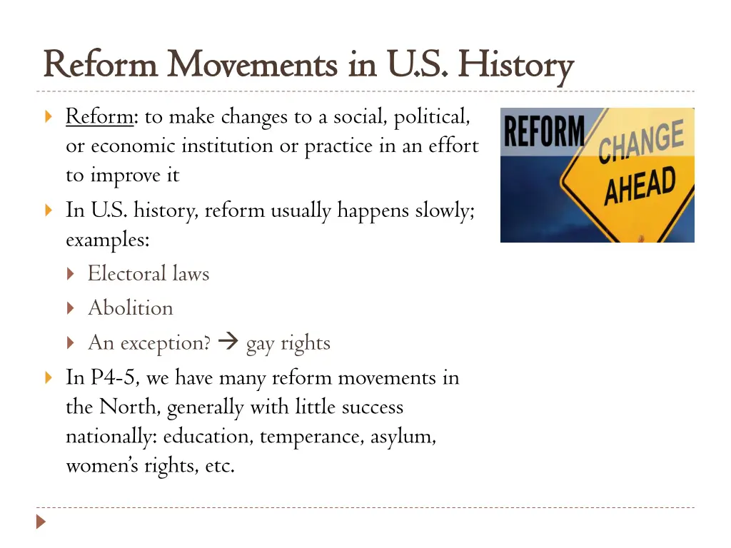 reform movements in u s history reform movements