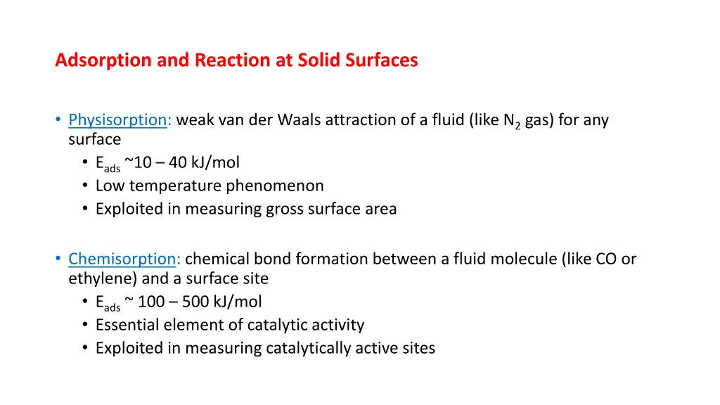 adsorption and reaction at solid surfaces