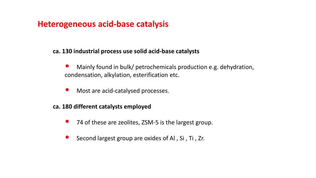heterogeneous acid base catalysis