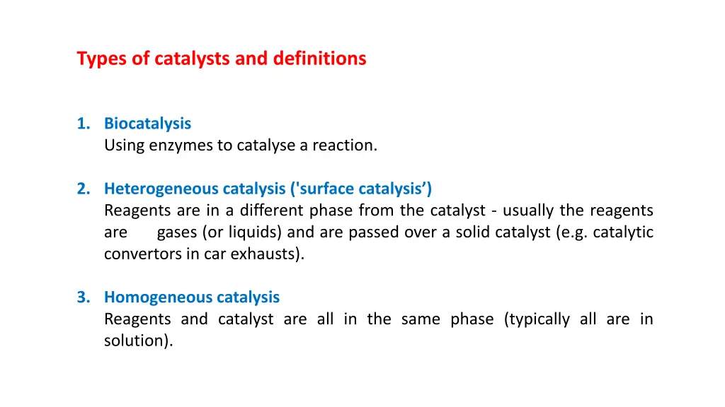 types of catalysts and definitions