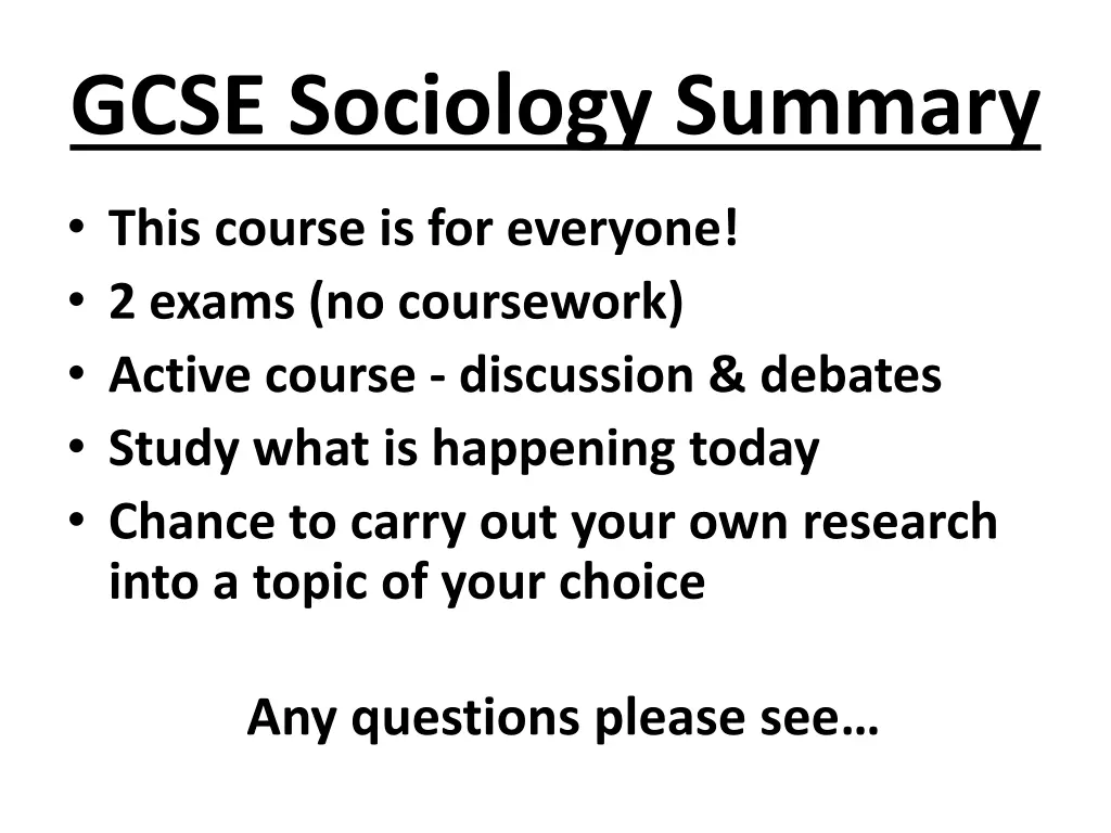 gcse sociology summary