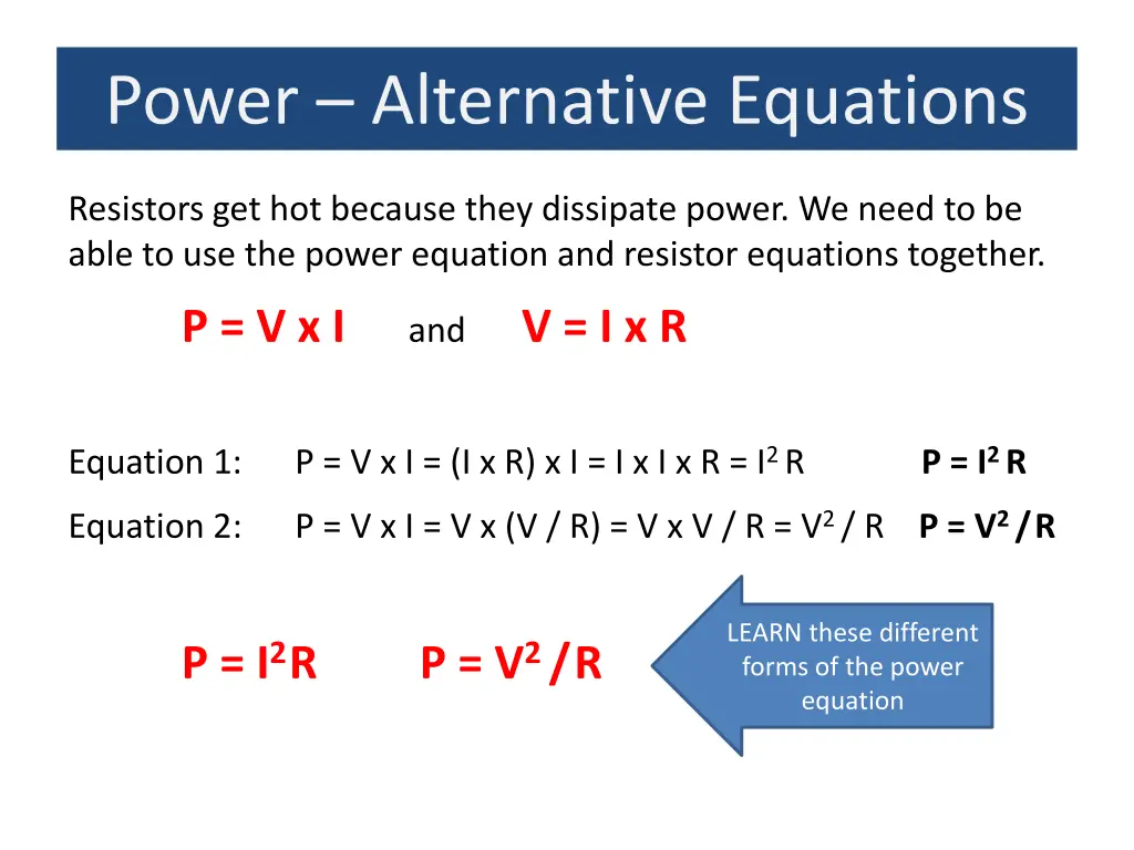power alternative equations