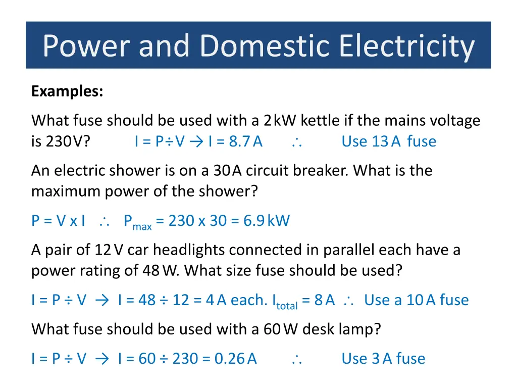 power and domestic electricity 1