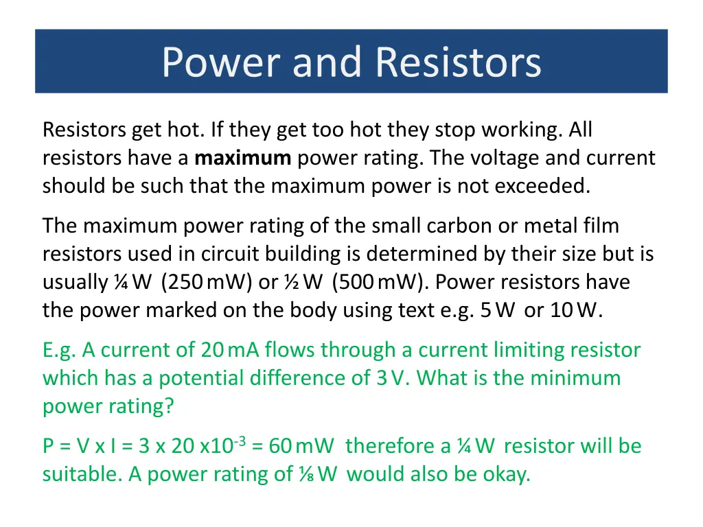 power and resistors