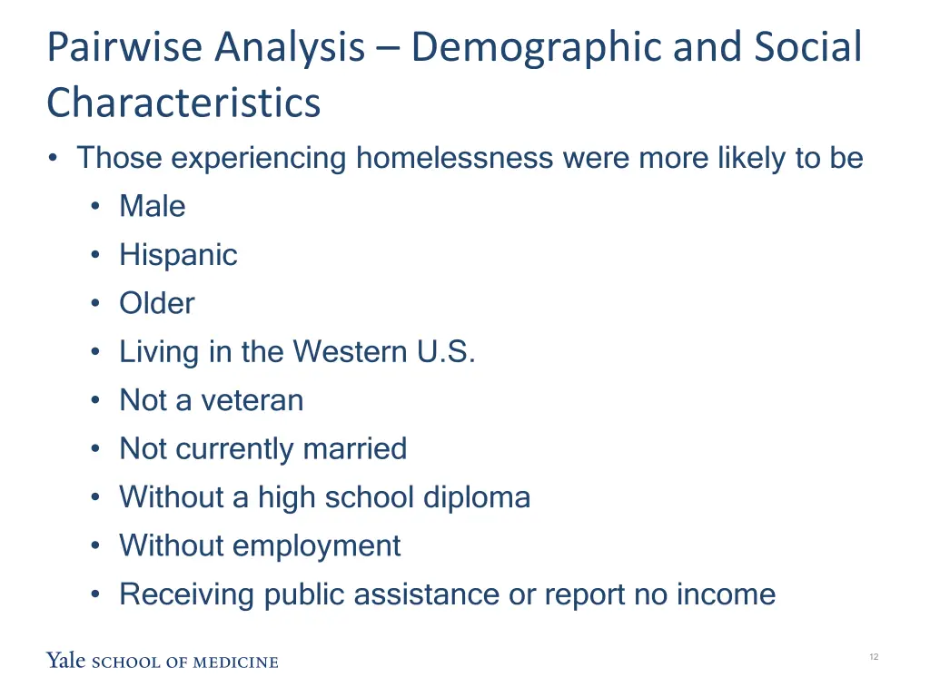 pairwise analysis demographic and social