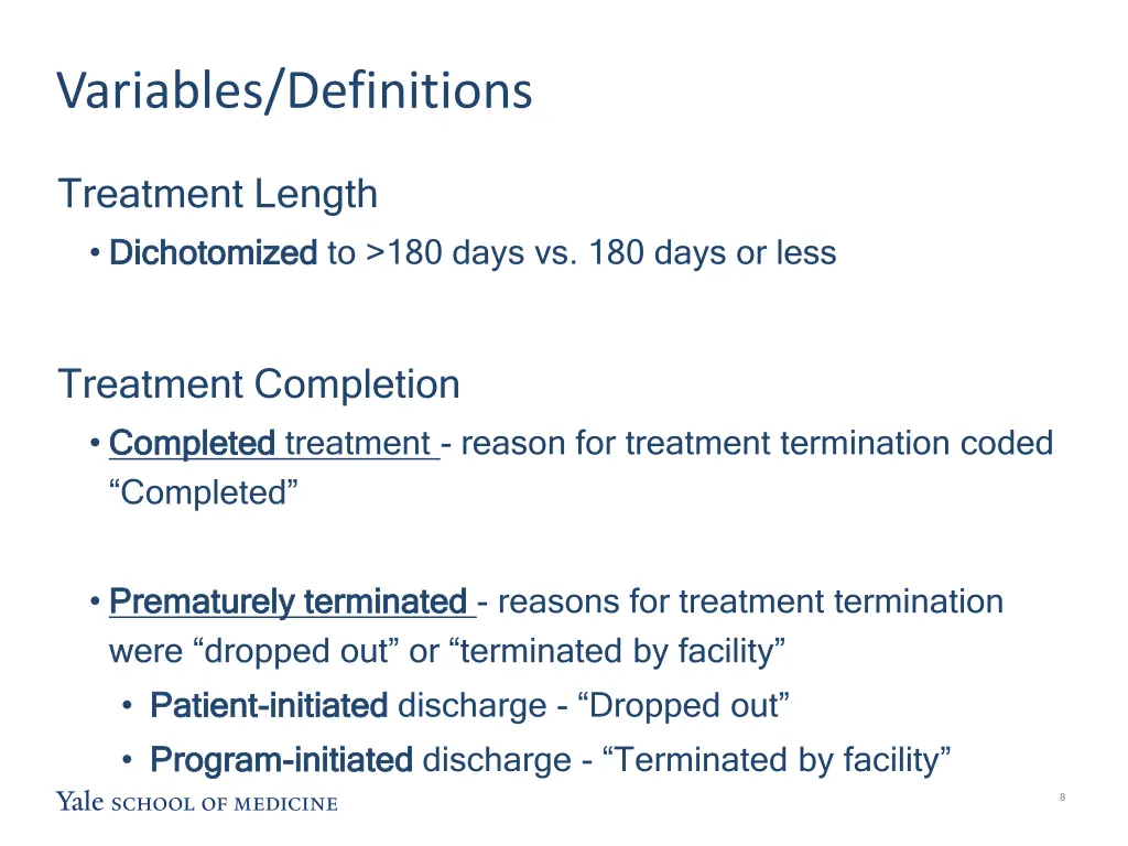 variables definitions
