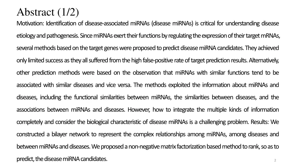 abstract 1 2 motivation identification of disease
