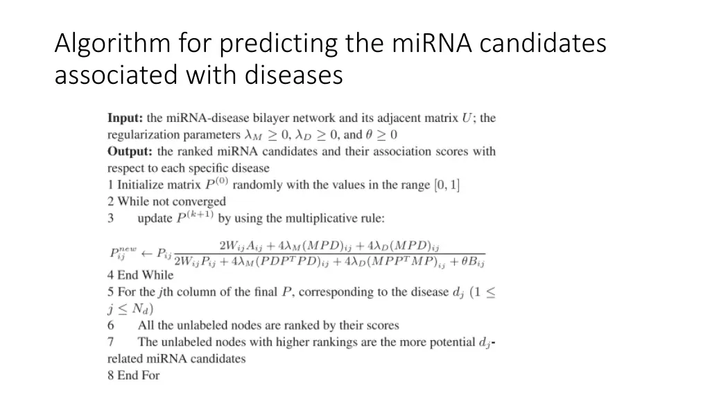 algorithm for predicting the mirna candidates