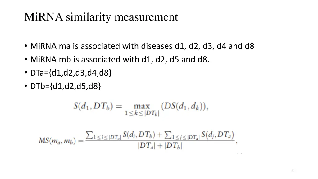mirna similarity measurement