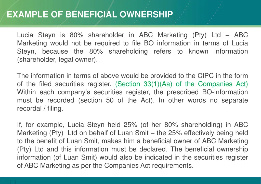 example of beneficial ownership 1
