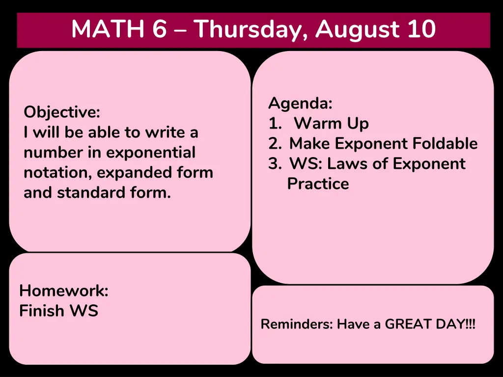 math 6 thursday august 10