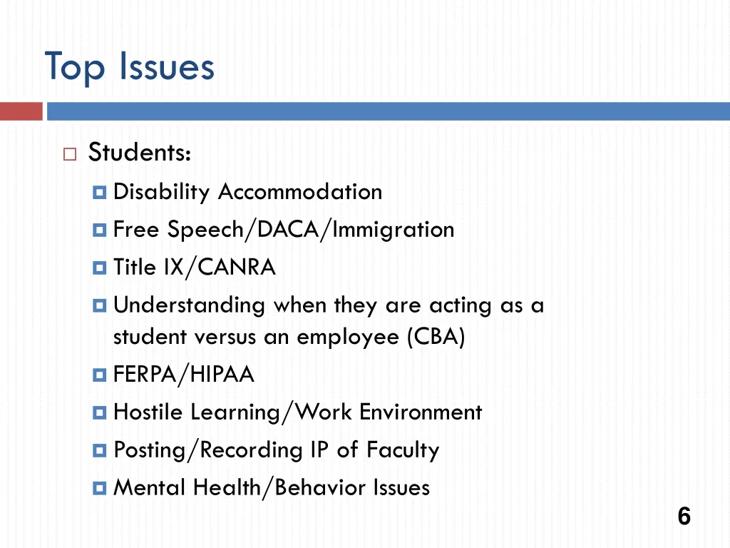 top issues