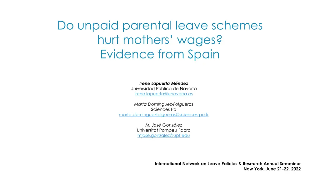 do unpaid parental leave schemes hurt mothers