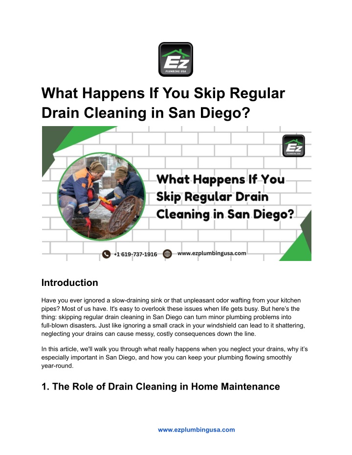 what happens if you skip regular drain cleaning