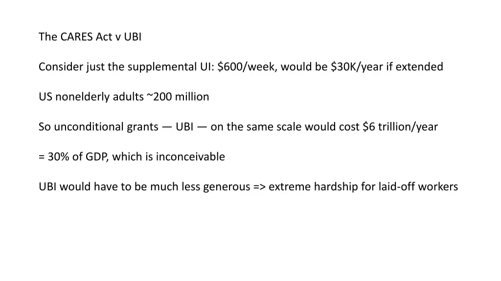 the cares act v ubi