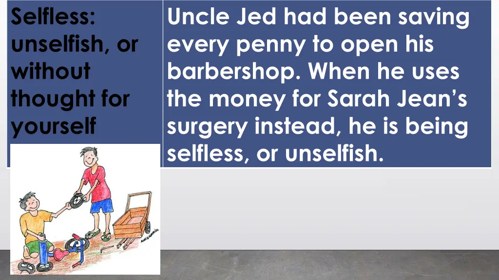 selfless unselfish or without thought for yourself